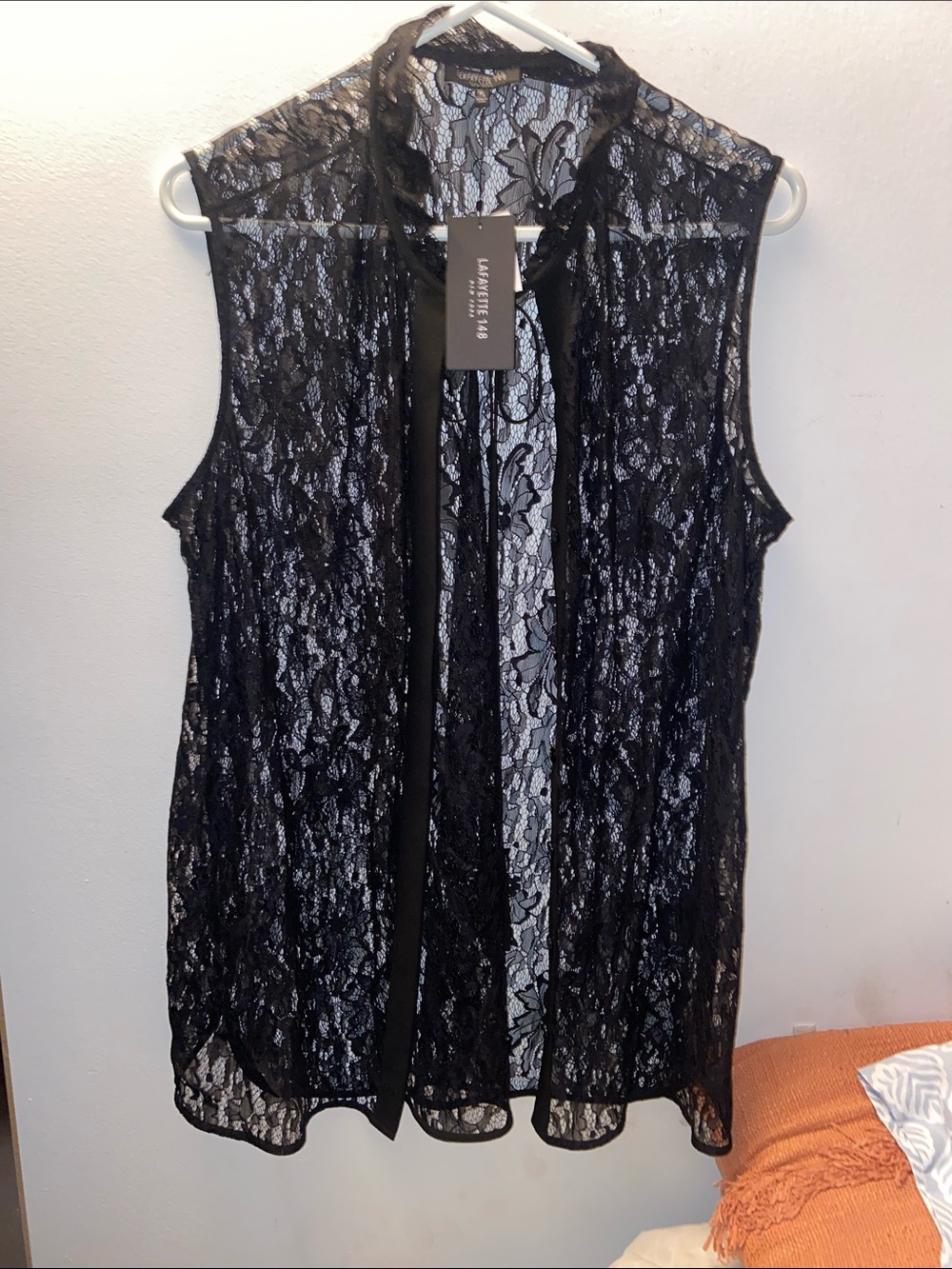 Lafayette 148 New York Black Floral Lace Overlay